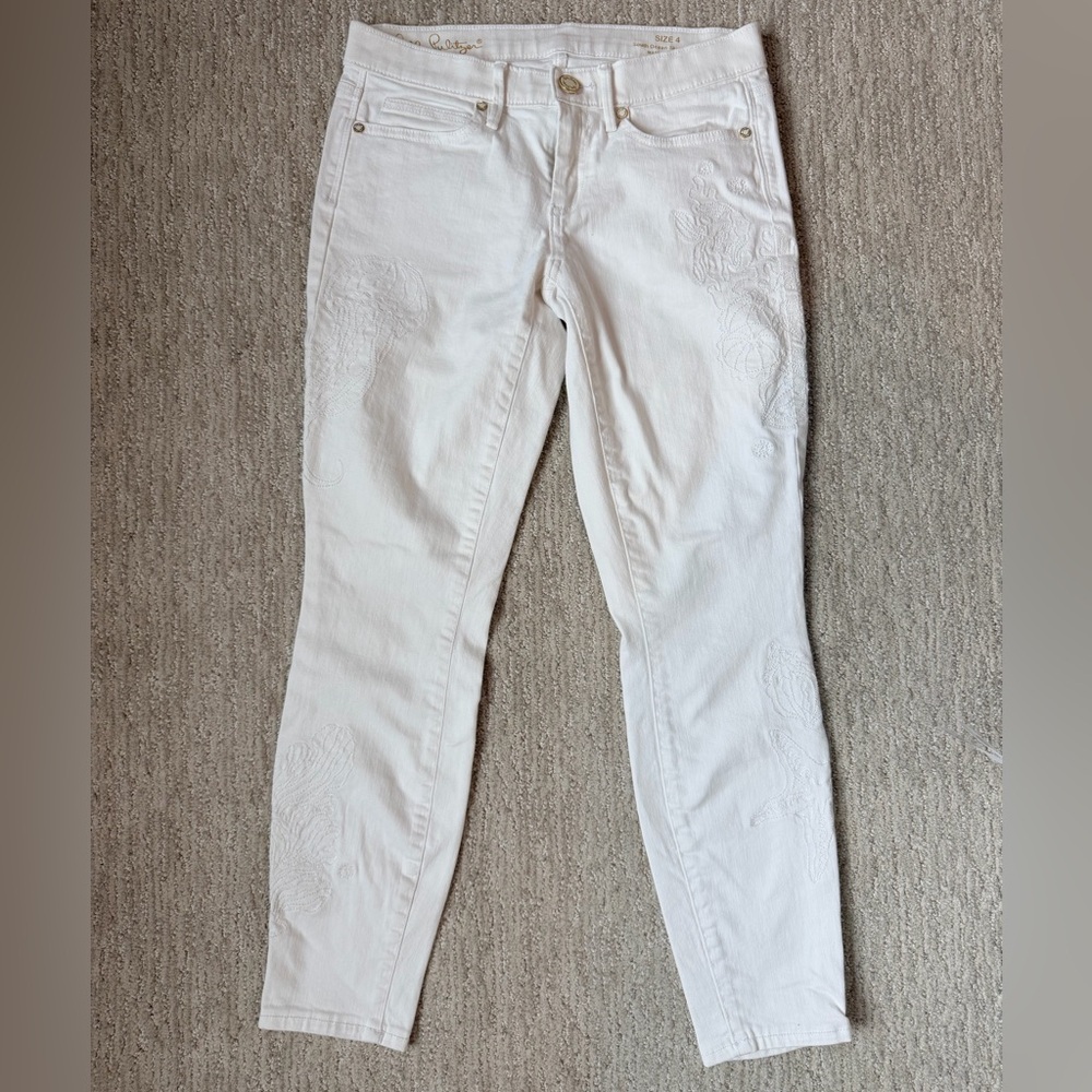 Lilly Pulitzer White Cropped South Ocean Jeans Size 4